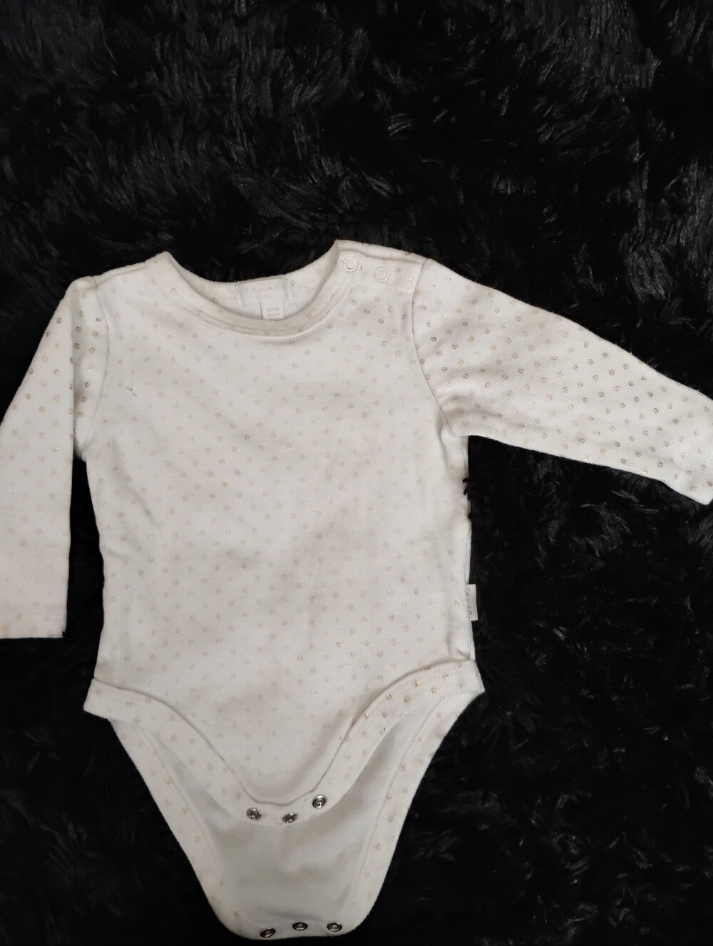 Tahari Cream Long-Sleeve Dot Baby One-Piece Bodysuit (0-3m)